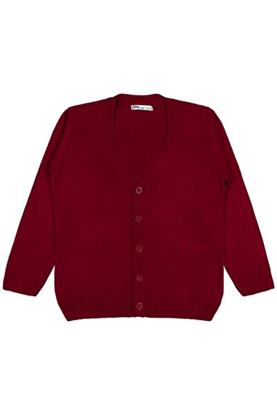 Civil Boys Basic Knitwear 6-9 Years Old Cardigan - Burgundy 9-10 Years Old