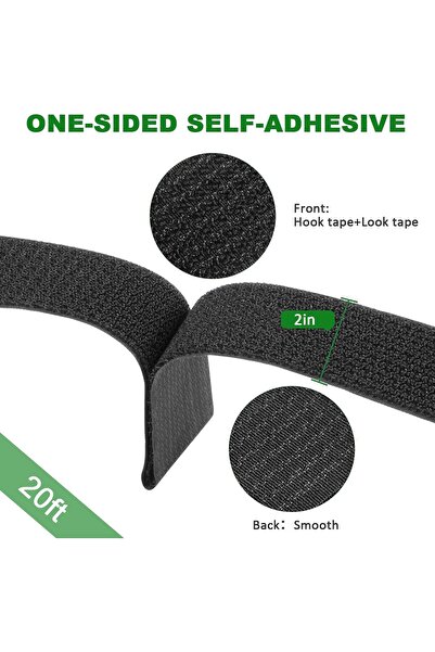 Bukela Adjustable Velcro Cable Straps, 2 in x 16.4 ft, 20 Clips, Reusable Nylon