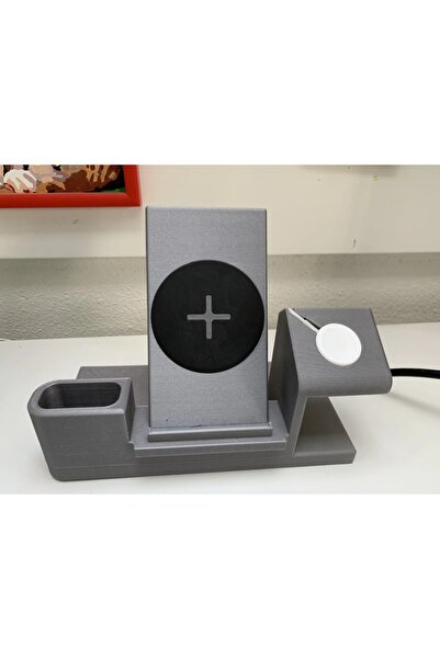 Marka PrintKuca Magsafe Uyumlu 3'ü 1 Arada Çoklu Şarj İstasyonu Standı (Beyaz...