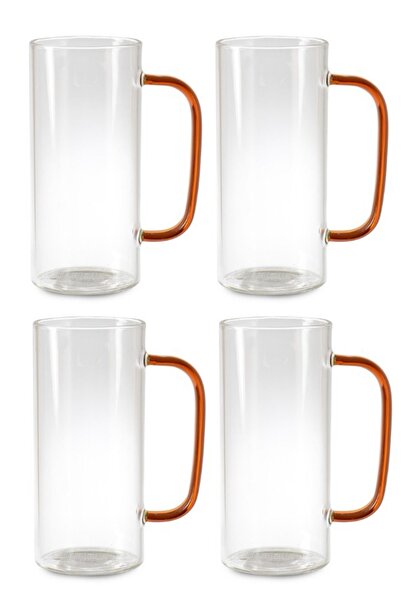 Atlas Mutfak كوب لاتيه وقهوة دائري جديد من الزجاج البوروسيليكات بلون برتقالي ...