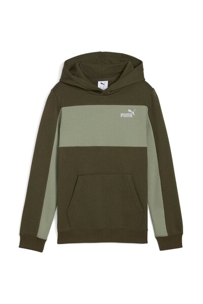Puma Hood Ess Block Small Logo Hoodie, Green, Kids