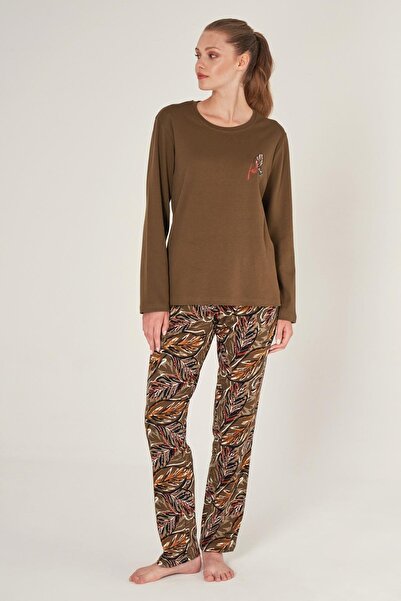 PİJAPİA Women's Long Sleeve Coffee Pajama Set