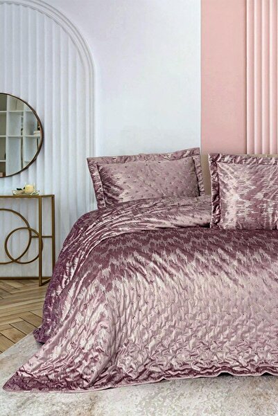 Cotton Box Smart Luz Powder Double Velvet Foil Bedspread Set