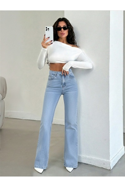 SİNGBADA Kar Yıkama Mavi Skinny Fit Likralı Yüksek Bel Pantolon