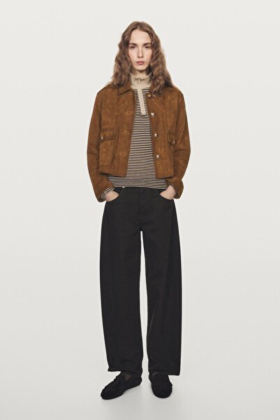 Massimo Dutti Dore düğmeli süet deri ceket