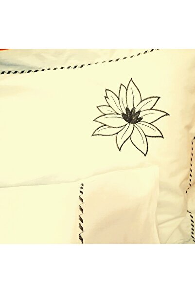 Casa Bucuriei Embroidered 4-piece bed linen set for 140x200x40 cm bed, Casa Bucuriei, cream, 100% cotton