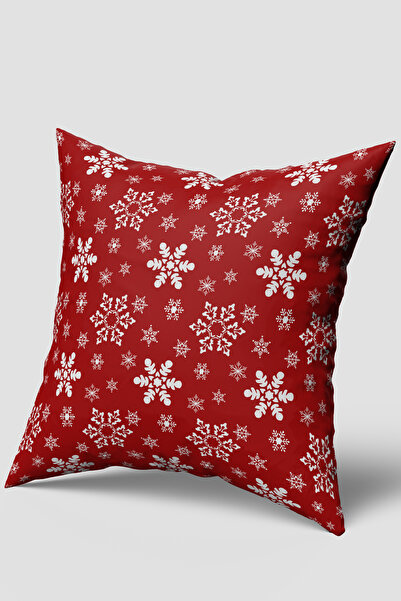 EsnafAli Червено-бяла коледна възглавница с мотив снежинки