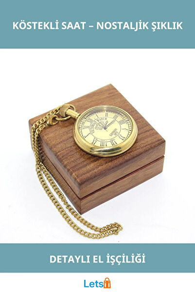 Letsii Ahşap Kutulu Klasik Pirinç Köstekli Saat