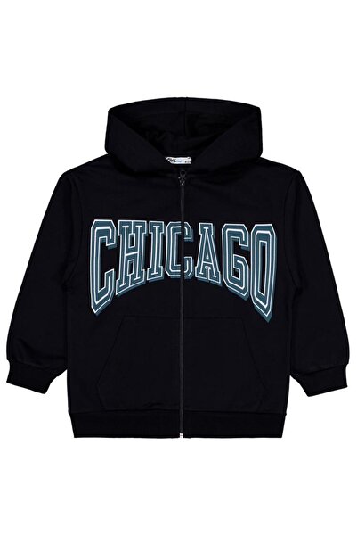 Civil Boys Chıcago Printed 10-13 Years Old Cardigan - Black 10-11 Years Old