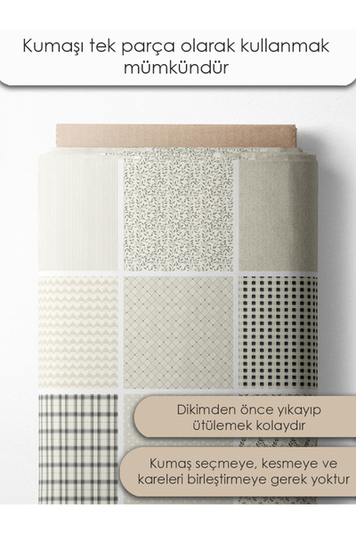 FabricMarket 100% Cotton Satin Fabric – 35 Pieces 20X20 Cm, One Piece Patchwork Fabric, Beige Colors