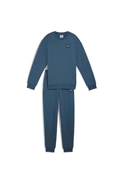 Puma Tracksuit Ess Elevated Relaxed Crew Sweat Suit Fl, Blue, Kids
