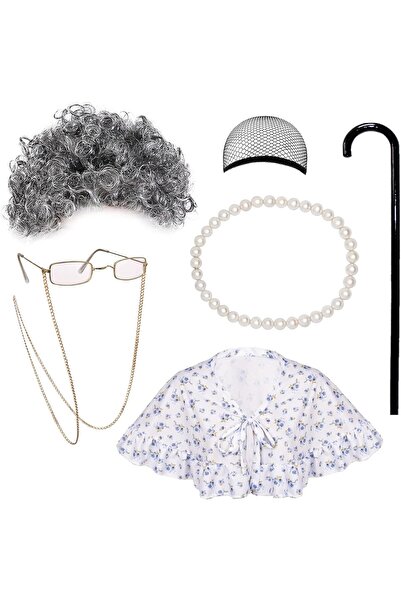 Tigerdoe Old Lady Costume - 6 pc Granny Wig & Accessories