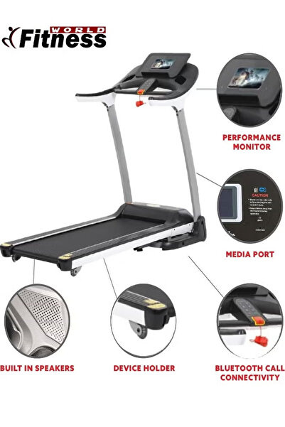 Fitness World 3.5 HP Foldable Electric Treadmill Walking and Running Machine with a Weight Capacity of Up to 130 kg