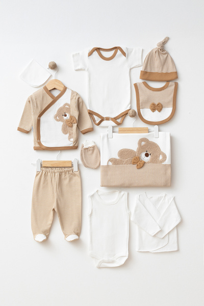 ZEYNUKO طقم ملابس للأطفال حديثي الولادة من 0-3 أشهر مع دمية دب، 10 قطع، مناسب...