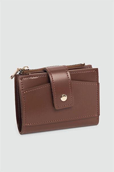 Shule Bags Payer Snap Fastener Women's Wallet Brown