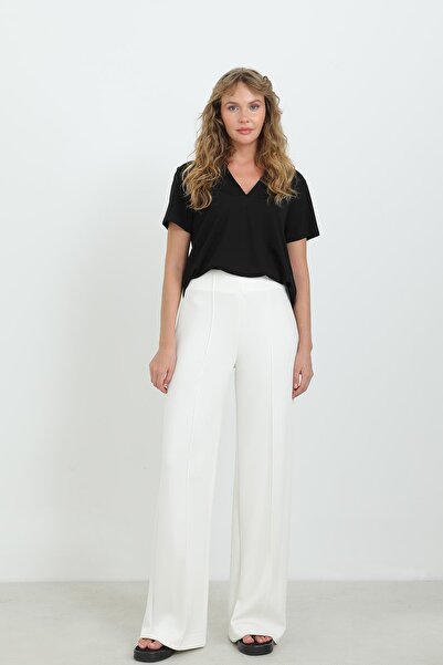 Soul Women's Front Seam Basic Pants - 32178Pnt - Ecru