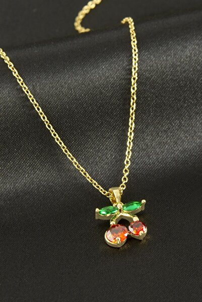 ZERO LAND قلادة LVSQVR من الفولاذ مع حجر الزركون الكرزي (110648) - لون فضي