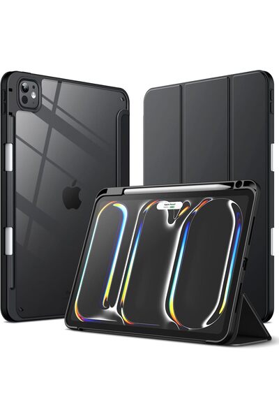 JETech Case for iPad Pro 11-inch M4 (2024) with Pencil Holder, Slim Transparent Shockproof Back, Aut