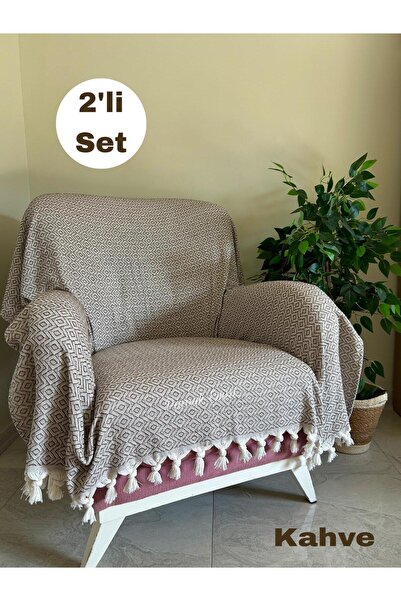 metin tekstil Buldan Berjer Uyumlu 2'li 170x145 Koltuk Örtüsü