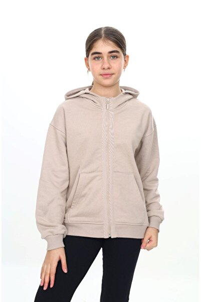 Toontoy كارديجان محبوك بدون أكتاف للفتيات باللون البيج موديل بغطاء رأس مزود ب...