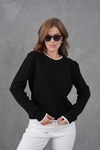 Park Karon Women's Crew Neck Garni Detail Knitwear Sweater