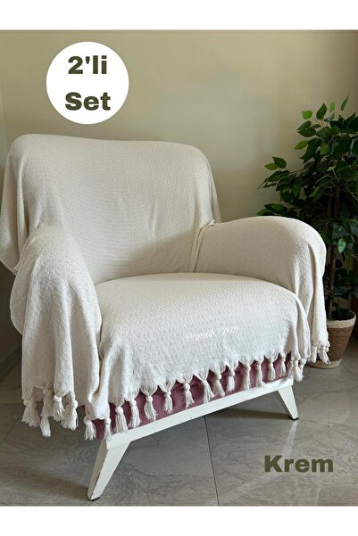 metin tekstil Buldan Berjer Uyumlu 2'li 170x145 Koltuk Örtüsü