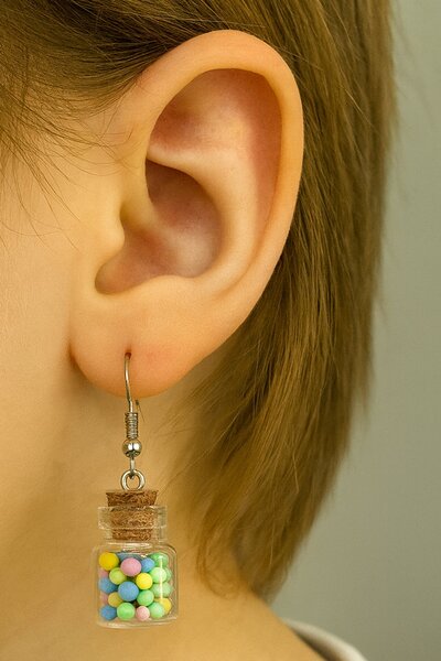TAKIŞTIR Mixed Color Bottle Figured Children's Earrings (Pair)