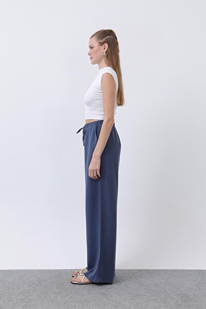 Soul Women's Elastic Waist Side Piped Pants - 32231Pnt - Navy