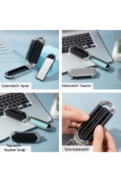 mucit home Πτυσσόμενη μίνι βούρτσα μαλλιών με καθρέφτη Πτυσσόμενη χτένα μασάζ κεφαλής Φορητή βούρτσα μαλλιών ταξιδιού
