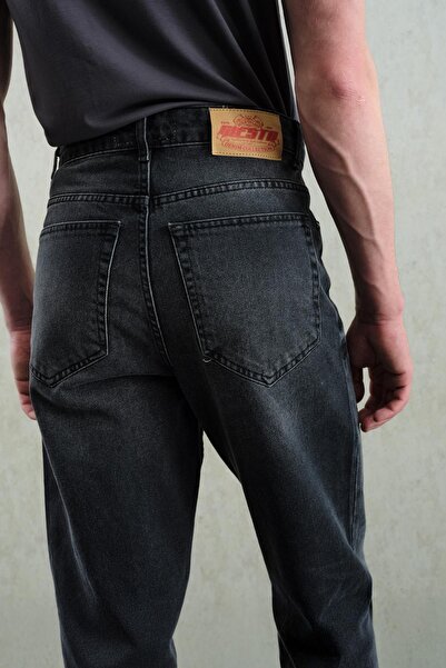 GIESTO Regular Fit Black Jeans with Laser Effect