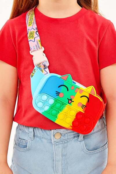 TAKIŞTIR Mixed Color Cat Figured Children's Pop-It Bag