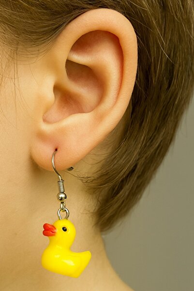 TAKIŞTIR Sarı Renk Ördek Figürlü Çocuk Küpe (Çift)