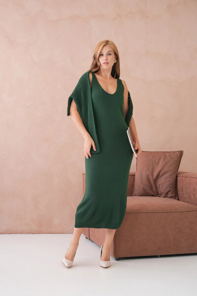 Park Karon Women's Wide Collar Knit Detail Two-Piece Knitwear Set