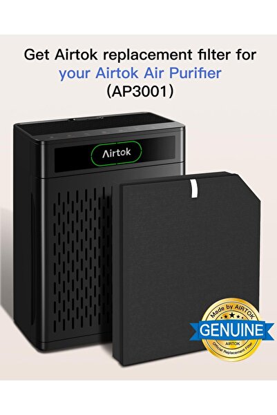 AIRTOK AP3001 Replacement Air Purifier Filter - Washable, HEPA + Activated Carbon