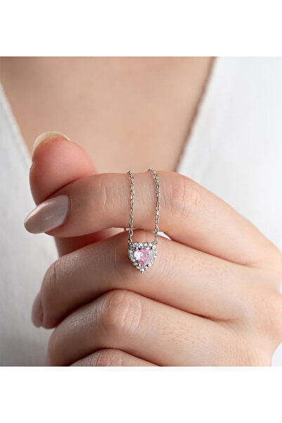 Zemtigo Kutulu Renk Değiştiren Led Işıklı Cam Satürn Kız Küre Ay Lamba Kristal Pembe Zirkon Taşlı Kalp Kolye