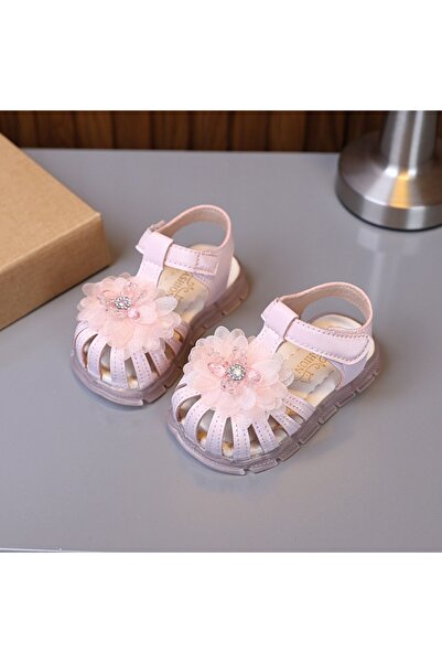 BebeNou Sandale elegante roz pentru fete – Flori 3D, talpă flexibilă
