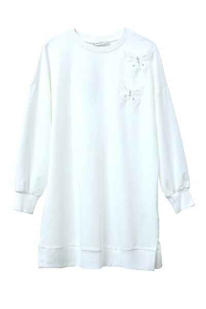 Puane Women's Shoulder Butterfly Applique Tunic - 10661Tun - Ecru