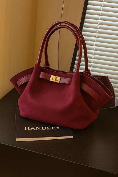 Handley حقيبة يد وكتف فاخرة من جلد الغزال
