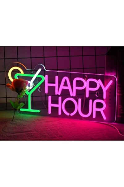 OBRO Lampă de perete sau de masă decorativă LED „Happy Hour” (43 x 21 cm, roz...