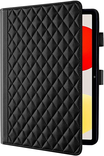007 Kejuthrv Protective Flip Case for Xiaomi Redmi Pad SE 11" - Diamond Pattern, Multi-angle Stand (Blac