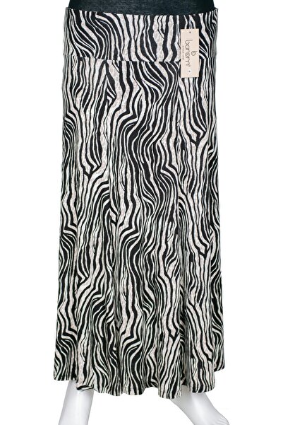 Barem Women's Desire Corseted 6-Piece Patterned Combed Cotton Black Skirt D57