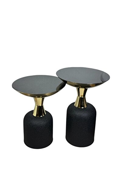 LONART CONCEPT Tebriz 2'li Aliminyum Gövdeli Gold Detaylı Modern Sehpa