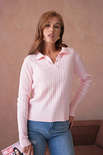 Park Karon سترة نسائية محبوكة بياقة بولو