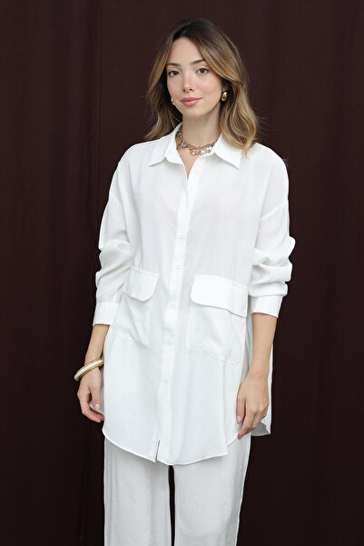 Puane Women's Pocket Detailed Suit -14361Tks - White