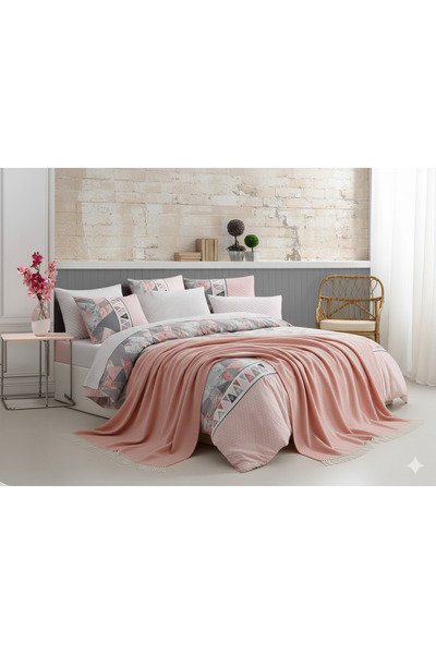 Sudemhome Cotton Double Jacquard Bed Sheet and Blanket Set