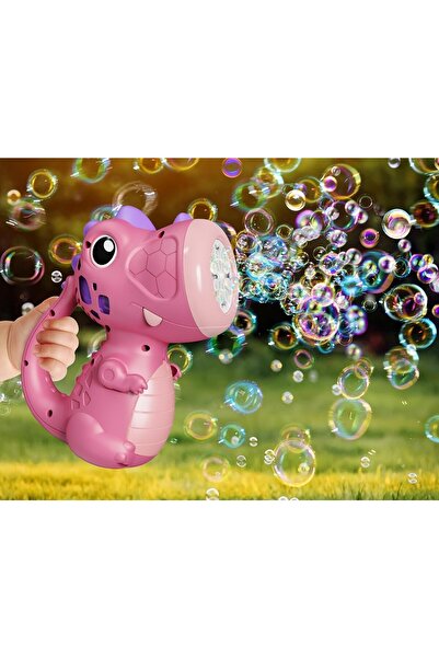dalip Interactive Bubble Toy, Sounds and Lights, Dinosaur Model, 8 Holes, 15 x 8.5 x 18.5 cm, Pink