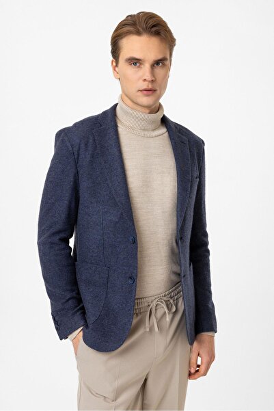 Back And Bond Koyu İndigo Slim Fit Mono Yaka Ceket