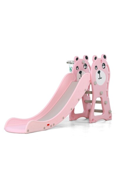 Moni Tobogan copii Pooh Roz 3–6 ani – cu coș baschet, 190x70x104 cm