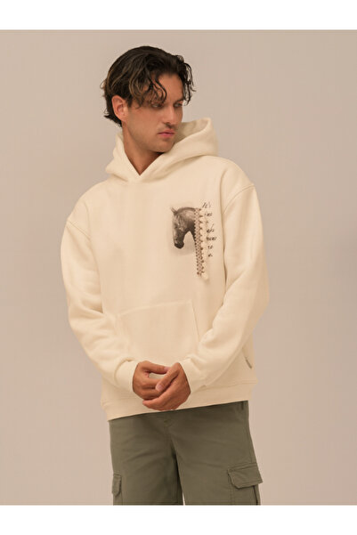 Chirkef Unisex Hooded Front and Back Printed Sweatshirt Horse