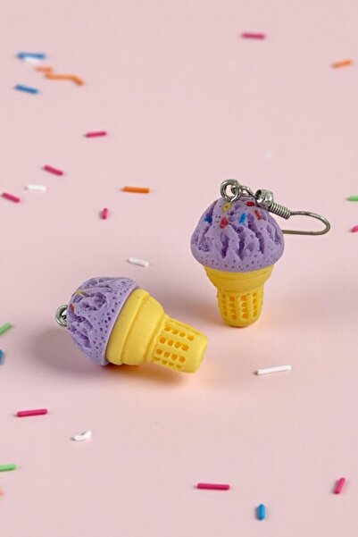 TAKIŞTIR Mixed Color Ice Cream Figured Children's Earrings (Pair)